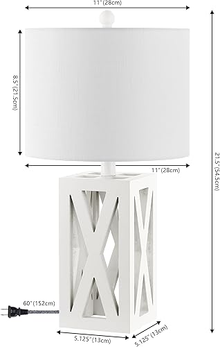 Miniatura 4 de JONATHAN Y JYL1062B-SET2 Stewart - Lámpara de mesa LED de madera de 21.5 pulgadas, casa de campo, campo francés, rústico, bohemio, dormitorio, sala