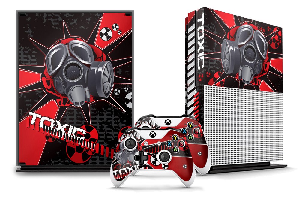 247Skins Designer Skin Sticker for the XBOX ONE S Console With Two Wireless Controller Decals - Toxicity