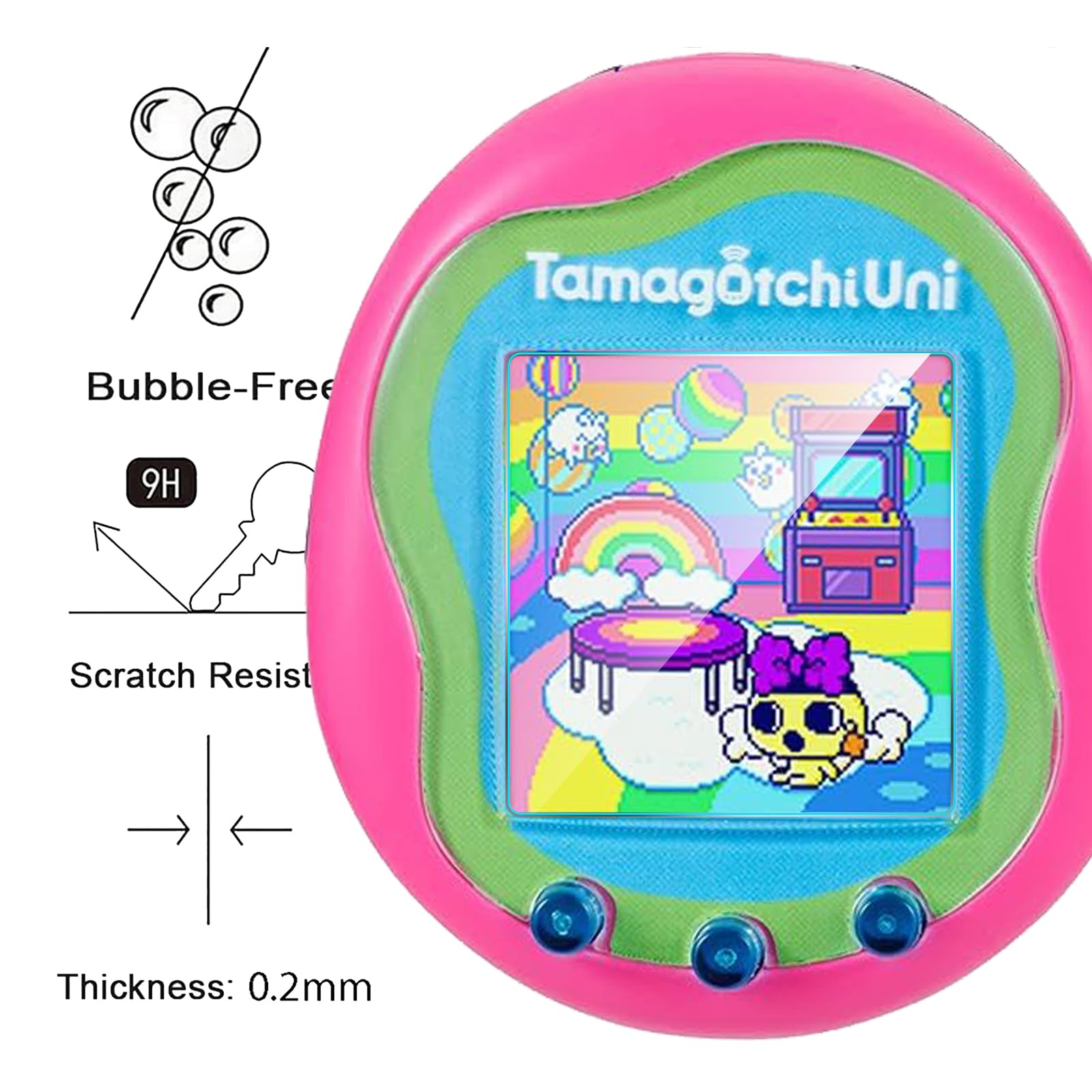 GIOPUEY Ochraniacz ekranu do Tamagotchi Uni, [6 opakowań] Elastyczna folia ochronna na ekran TPU, [odporna na pęcherzyki] [odporna na zużycie] - przezroczysta