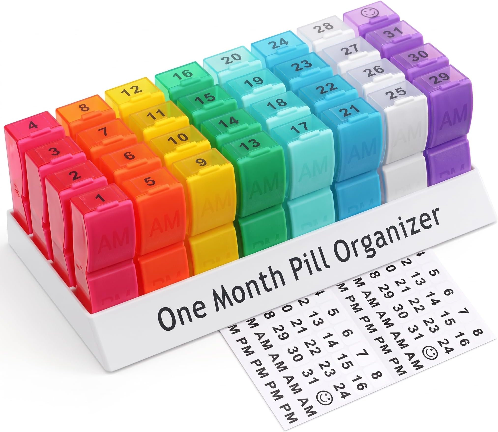 CAidRE Monthly Pill Organizer 2 Times a Day, 31 Day Compact Pill Case