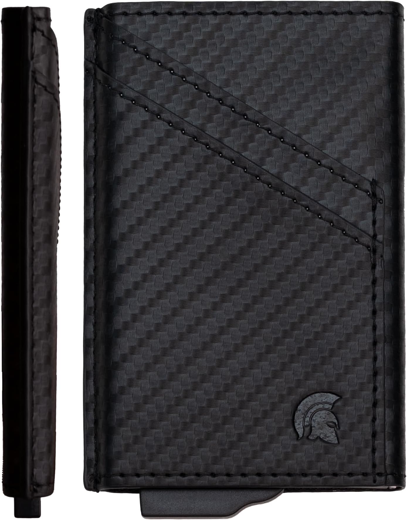 Carbon Fibre RFID Slim Wallet for Men - Minimalist Pop Up Metal Credit Card Holder