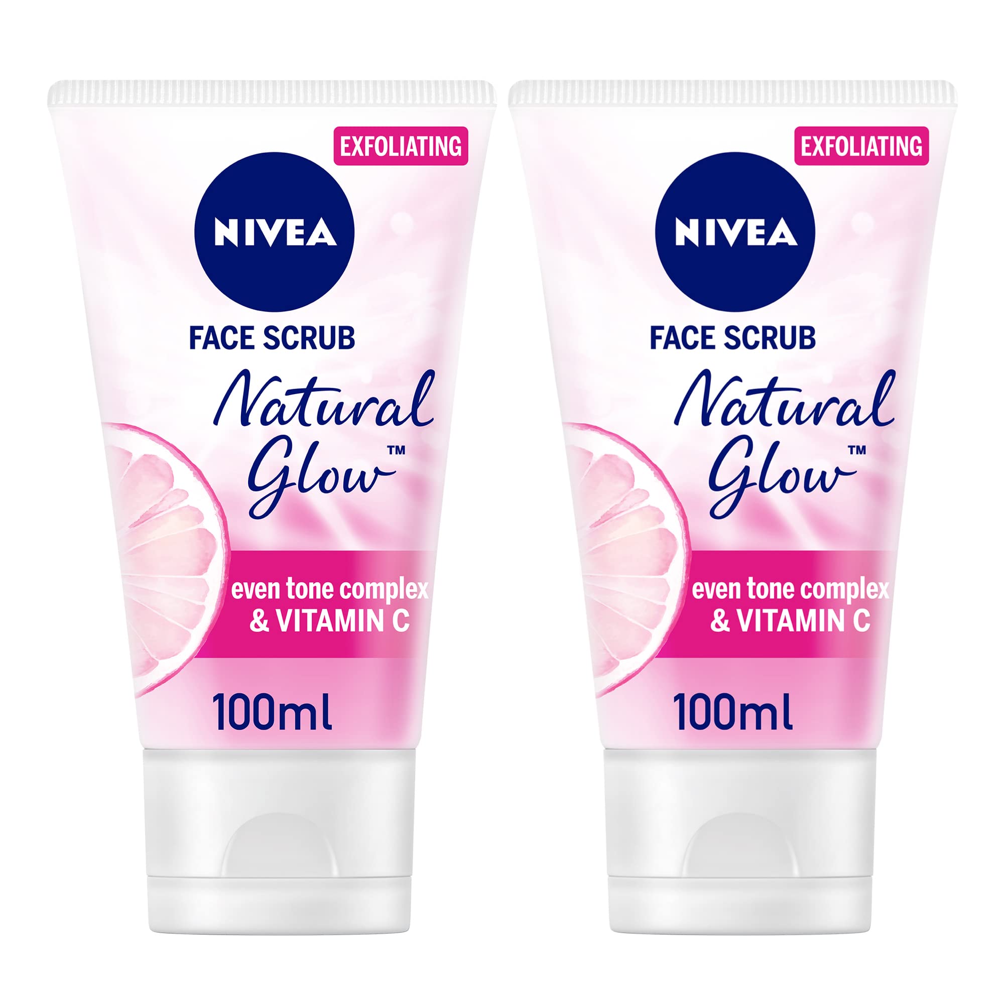 NIVEAFace Scrub Exfoliating, Natural Glow, Carnitin & Vitamin C, 2x100ml - Pack May Vary
