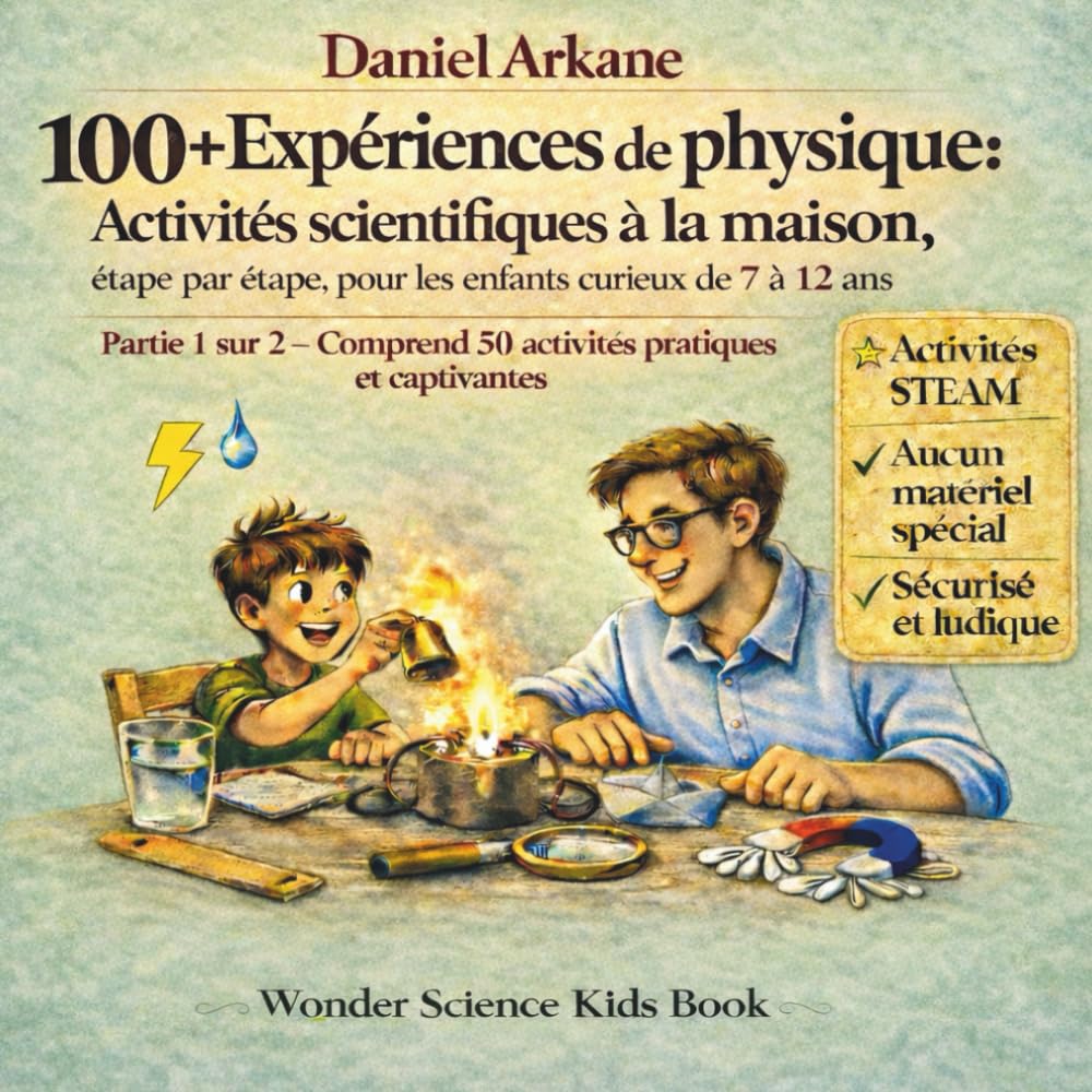 100+ Expériences de physique: Activités scientifiques à la maison, étape par étape, pour les enfants curieux de 7 à 12 ans · Partie 1 sur 2 — Comprend 50 activités pratiques et captivantes