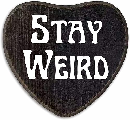 5"x 6.5" Wooden Plaque With A Hook -Stay Weird- Retro Gothic Wall Art, Bar, Living room, Halloween Funny Natural Pine Wood Decorative Sign, Gifts