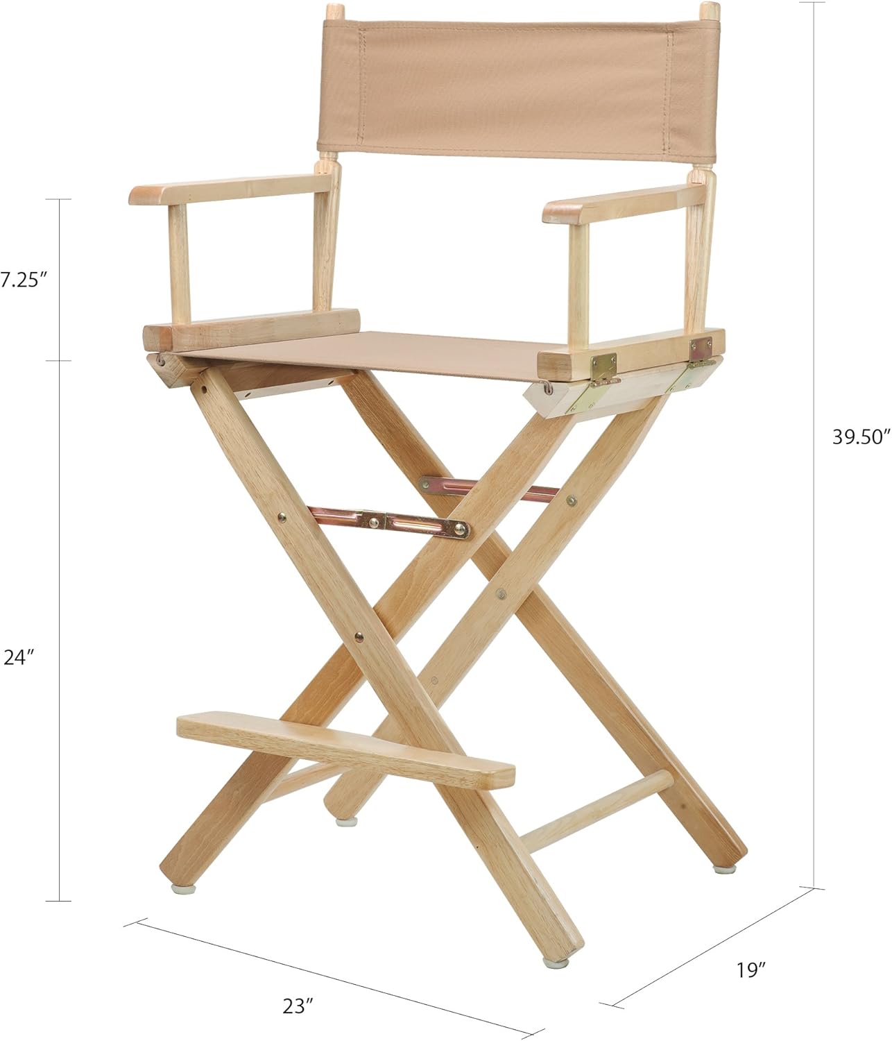 Casual Home 24" Director's Chair Natural Frame with Tan Canvas, Counter Height