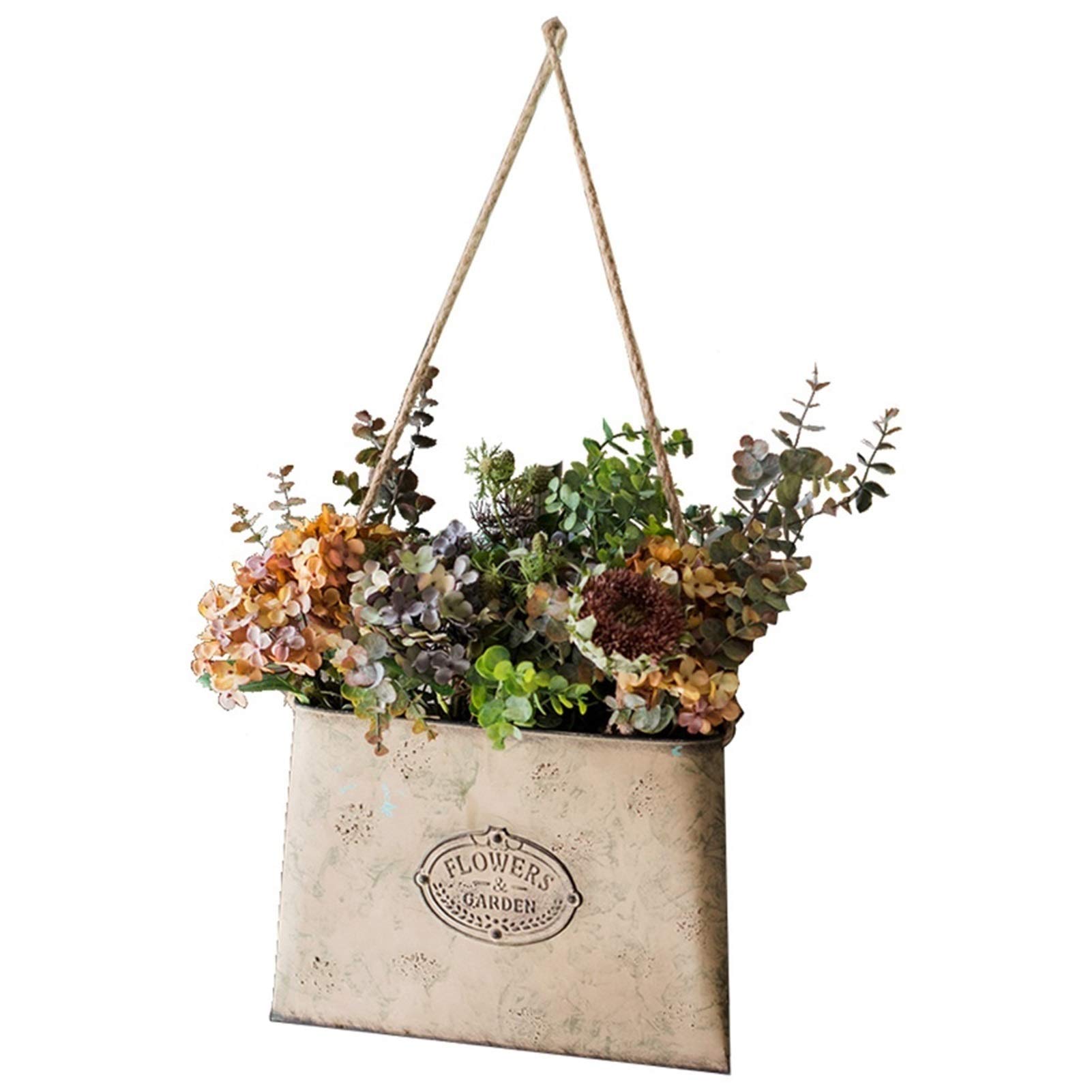 NGDFGR Garden Pots European Style Retro Wrought Iron Wall Hanging Flower Pot Creative Hanging Basket Flower Pot Plant Containers