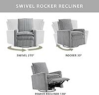 Vista 3 de Oxford Baby Uptown Power Sillón Reclinable/Mecedora, Pana, Gris Ceniza