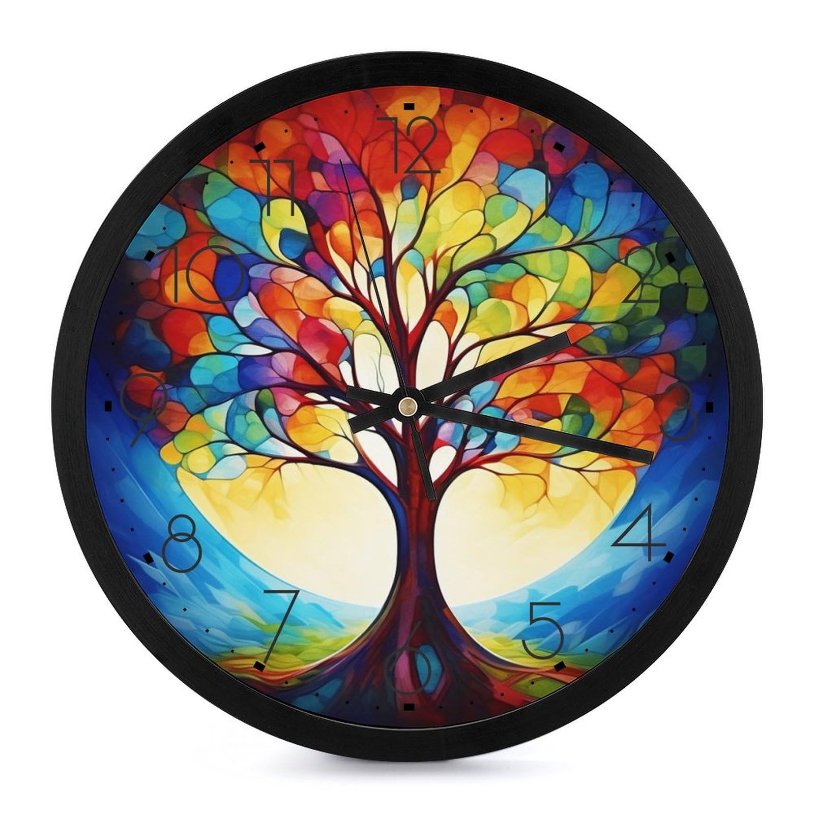 Horloge murale silencieuse en forme d'arbre de 25,4 cm pour une chambre sans tic-tac