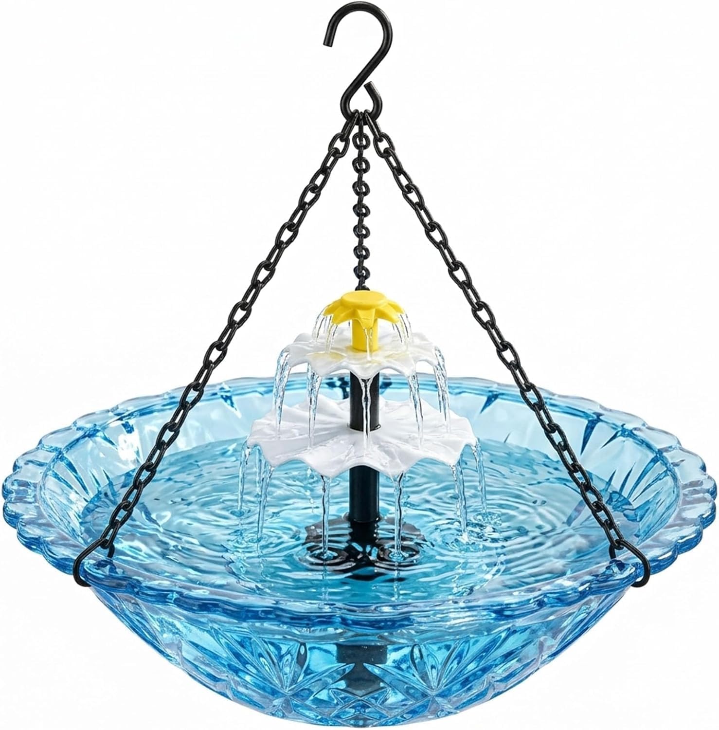 Solar Cascade Hanging Bird Bath Fountain, Sunlit Cascade Garden Fountain Hanging Bird Bath, Solar Bird Bath Decorative Garden Accent, Easy Hanging Installation No Tools for Bird Lovers, Nature (Blue)