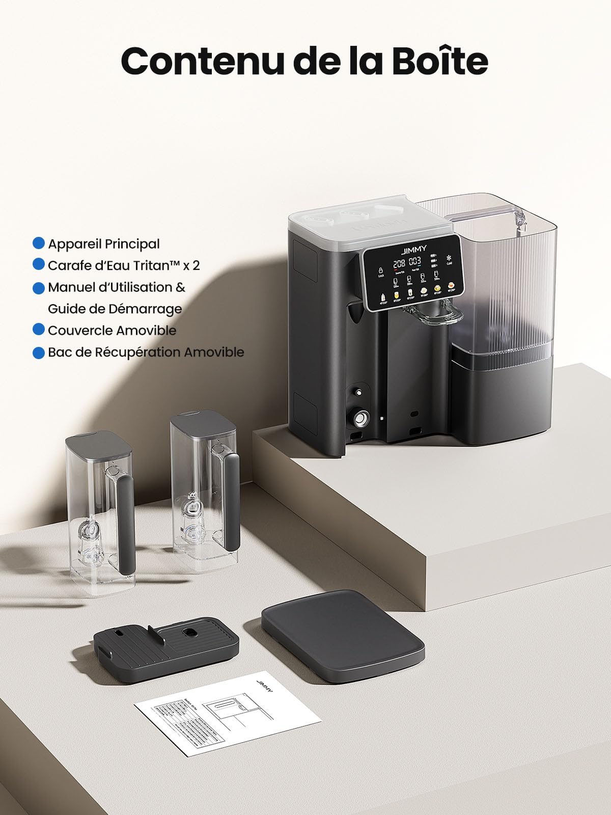 Jimmy R9 Pro Système de Filtration d'Eau à Osmose Inverse de Comptoir, Fontaine à Eau avec Chauffage et Refroidissement, 7 Étapes de Filtration UV, Eau Chaude Instantanée, Affichage Intelligent TDS
