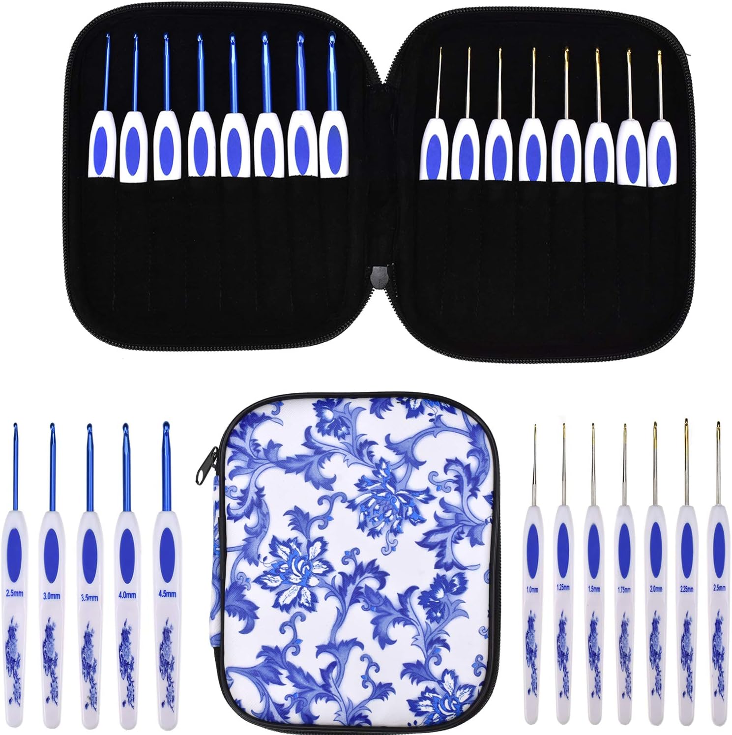 KOKNIT Professional DIY Crochet Set, 16 PCS Ergonomic Yarn Knitting Needles Kit with Luxurious Cas, Best Gift for Women