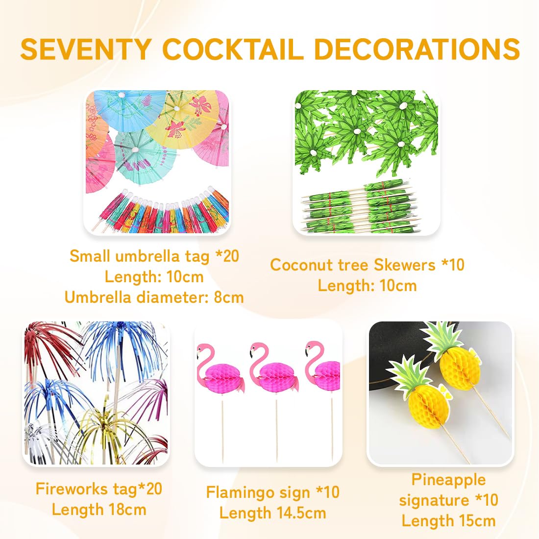70 Pezzi Ombrelli da Cocktail 3D Fenicottero Ananas Fireworks Palma Decorazioni Cocktail Party per Bevande Matrimonio Festa Estiva Compleanno Decorazione