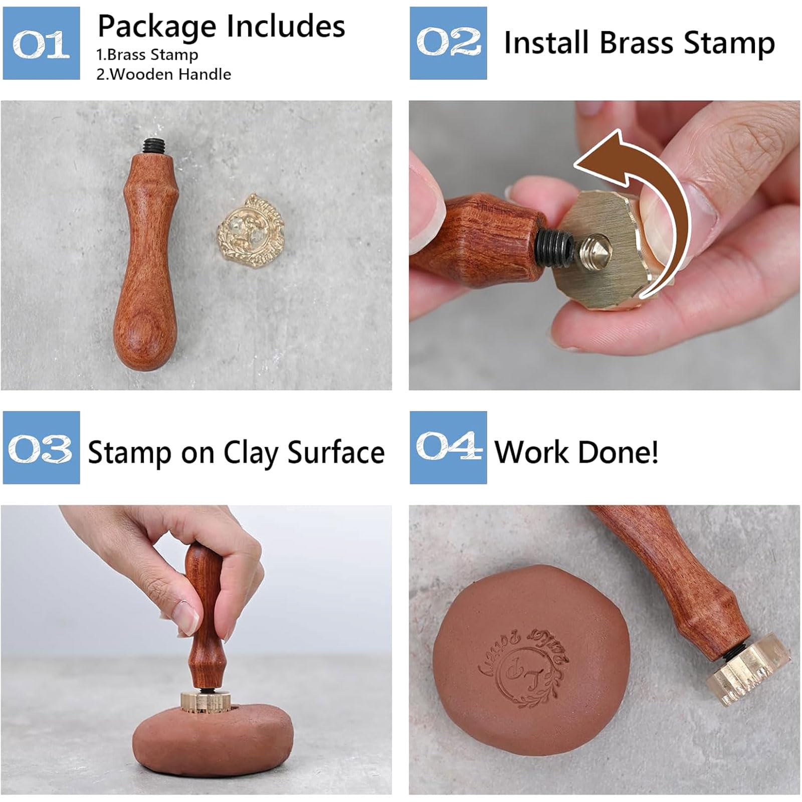 esmen Tampon en argile avec logo personnalisé pour personnaliser et créer des impressions uniques avec votre logo fabriqué à la main pour les amateurs de poterie Cadeau pour argile Tampon personnalisé