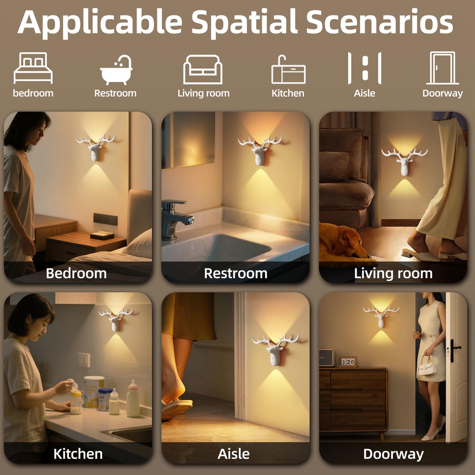 Luz Del Sensor De Movimiento Con Batería Recargable, 1200 Mah Mordern Control Táctil Atenuable 3 Niveles De Brillo De Pared, Para Sala De Estar Dormitorios Pasillos