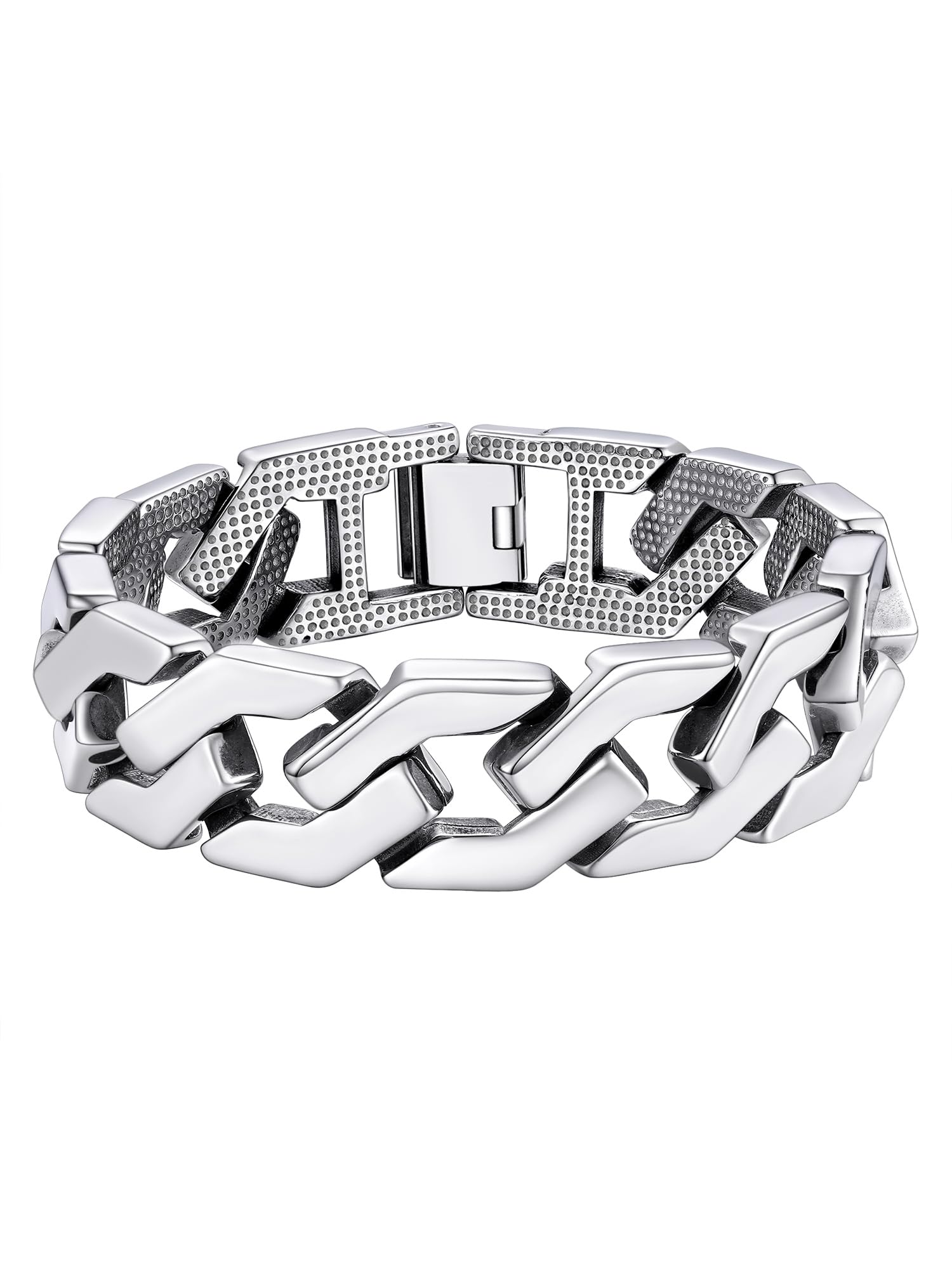 PROSTEEL Pulseras Grandes de Hombres Estilo Rock Hip Hop, Formas Cadenas Cúbanas/Calaveras Pirata/Nudos Celta, 16mm Ancho 19cm 21cm 23cm Largo