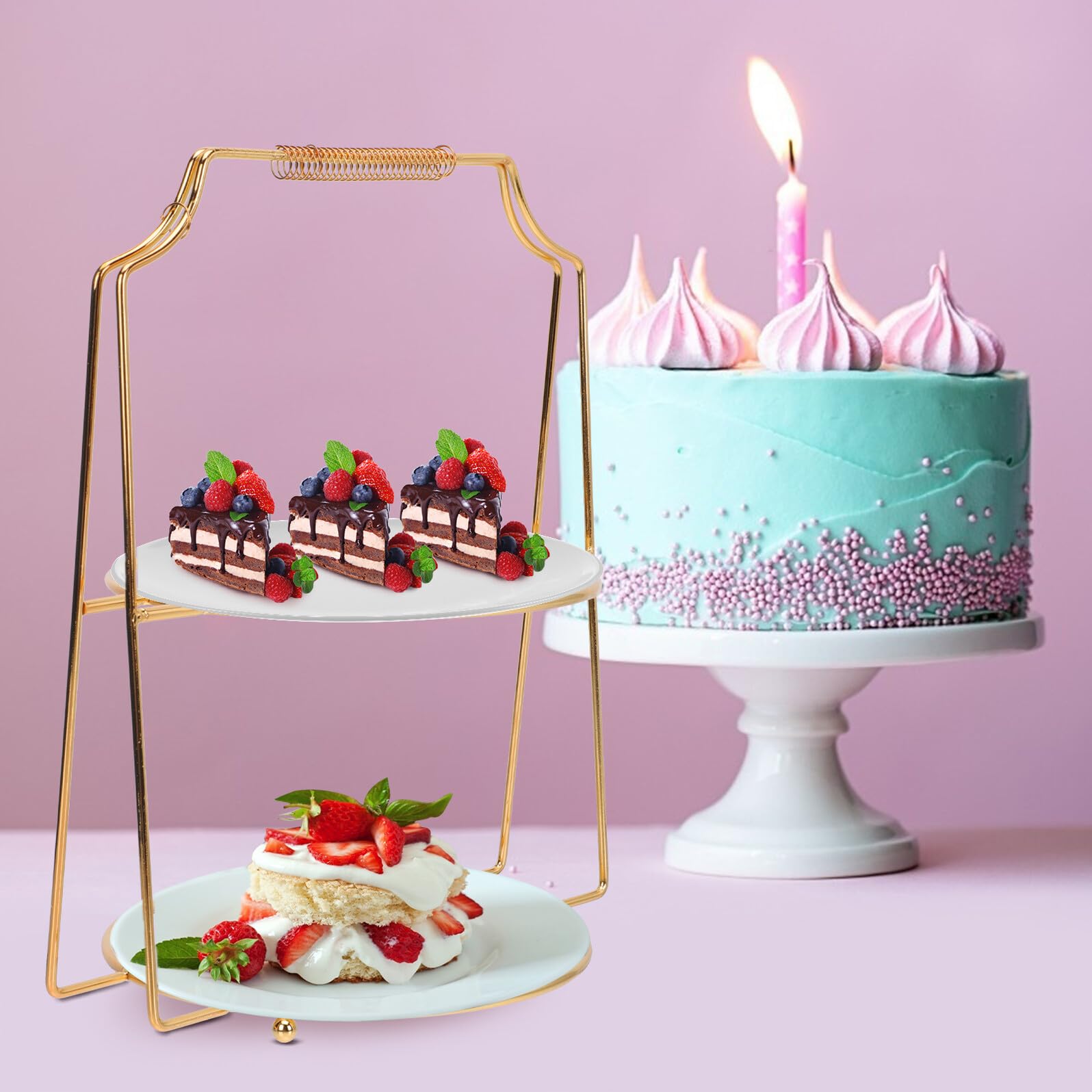 Espositore per Torte e Frutta in Ferro Supporto Decorativo Europeo per Feste e Uso Domestico