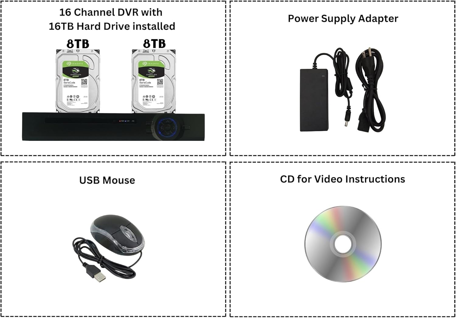 EVERTECH 16 Channel HD Hybrid Digital Video Recorder Compatible with Analog/AHD/TVI/CVI Security Cameras DVR for Surveillance System with 16TB Hard Drive Installed
