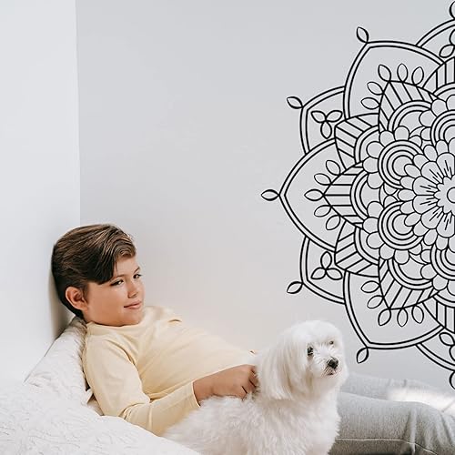 Calcomanía de pared con diseño de mandala para dormitorio, decoración de pared, vinilo extraíble, para meditación, yoga, estudio, sala de arte,