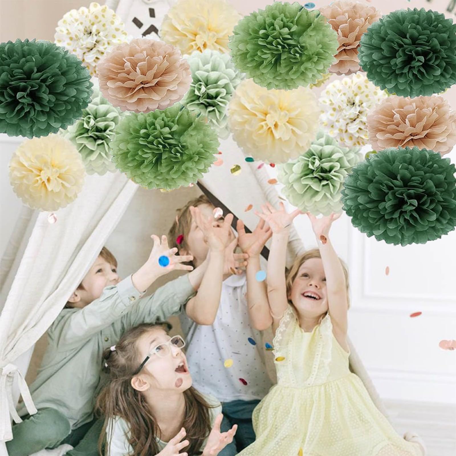 17 Pezzi Lanterne di Carta Decorazioni Appese per Feste Lanterna di Carta Verde Salvia Palline & Festoni per Compleanni Matrimoni Eventi Facile da Appendere Stili Diversi