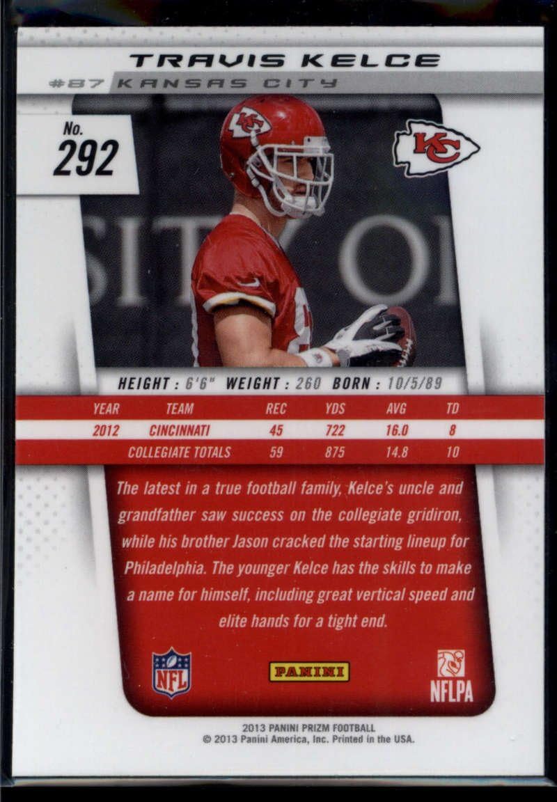 Football Trading Card 2013 Panini Prizm Rookies #292 Travis Kelce EX/NM RC Rookie Chiefs