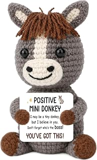 Mini Positive Crochet Donkey Gifts for Women Men Boss Coworker Friends | Motivational Inspirational Gift for Friends Daily Affirmation Support Gift for Her Him Self Care Birthday Boss's Day New Job