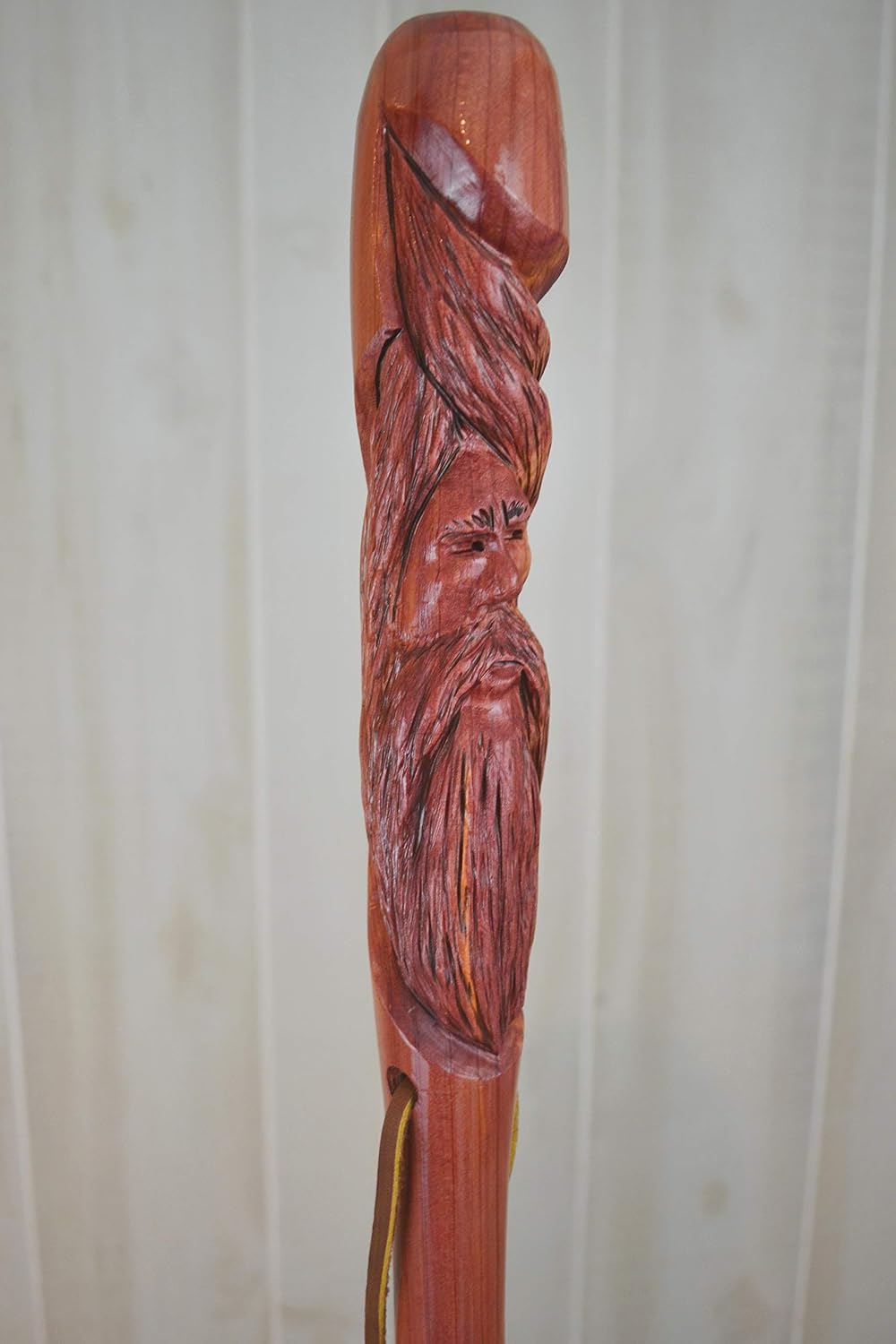 Wood Spirit Walking Stick, 60" Handcarved Cedar Staff Made in The Ozarks by Creation Carvings