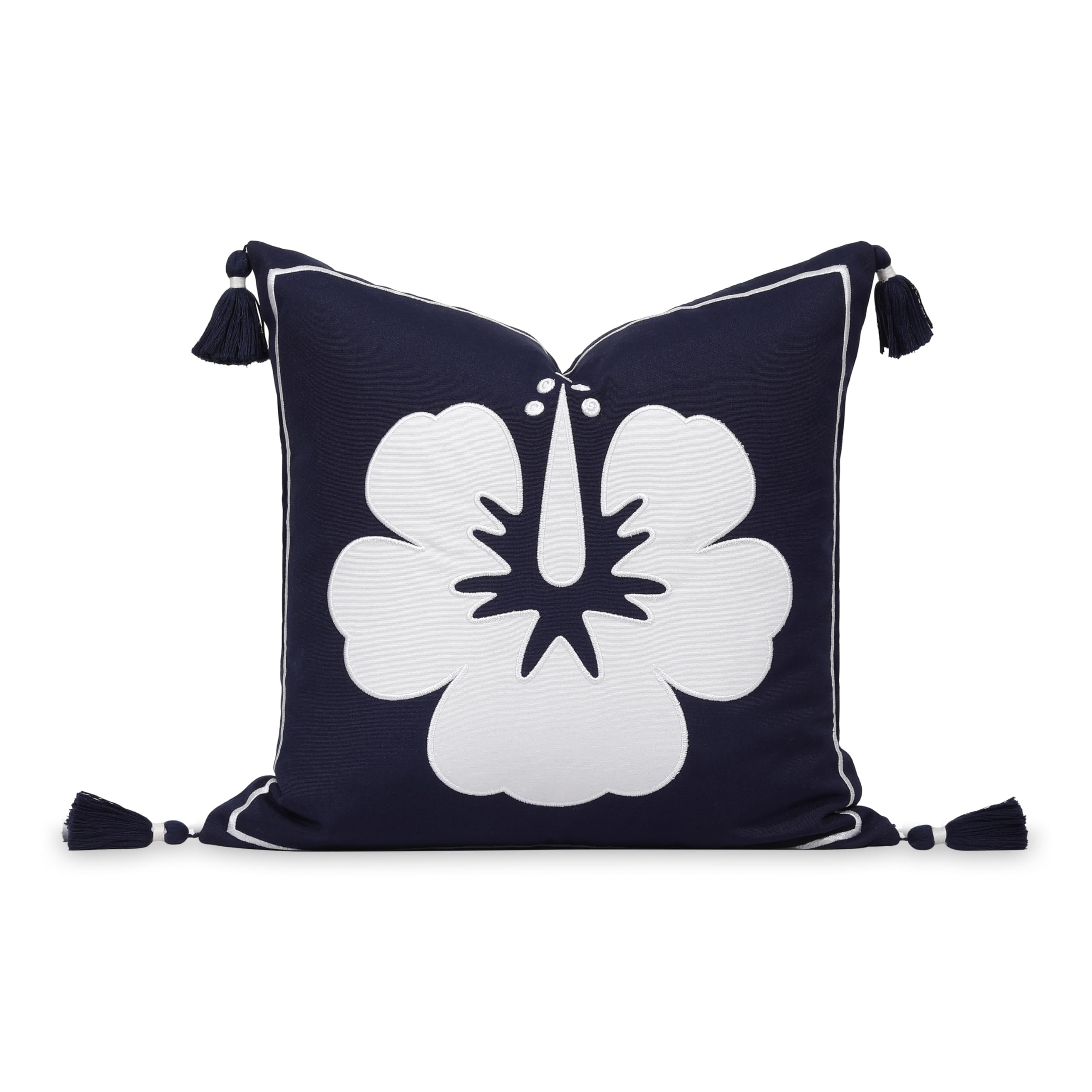 Housse imperméable anti-tache pour coussin de jardin bleu marine floral