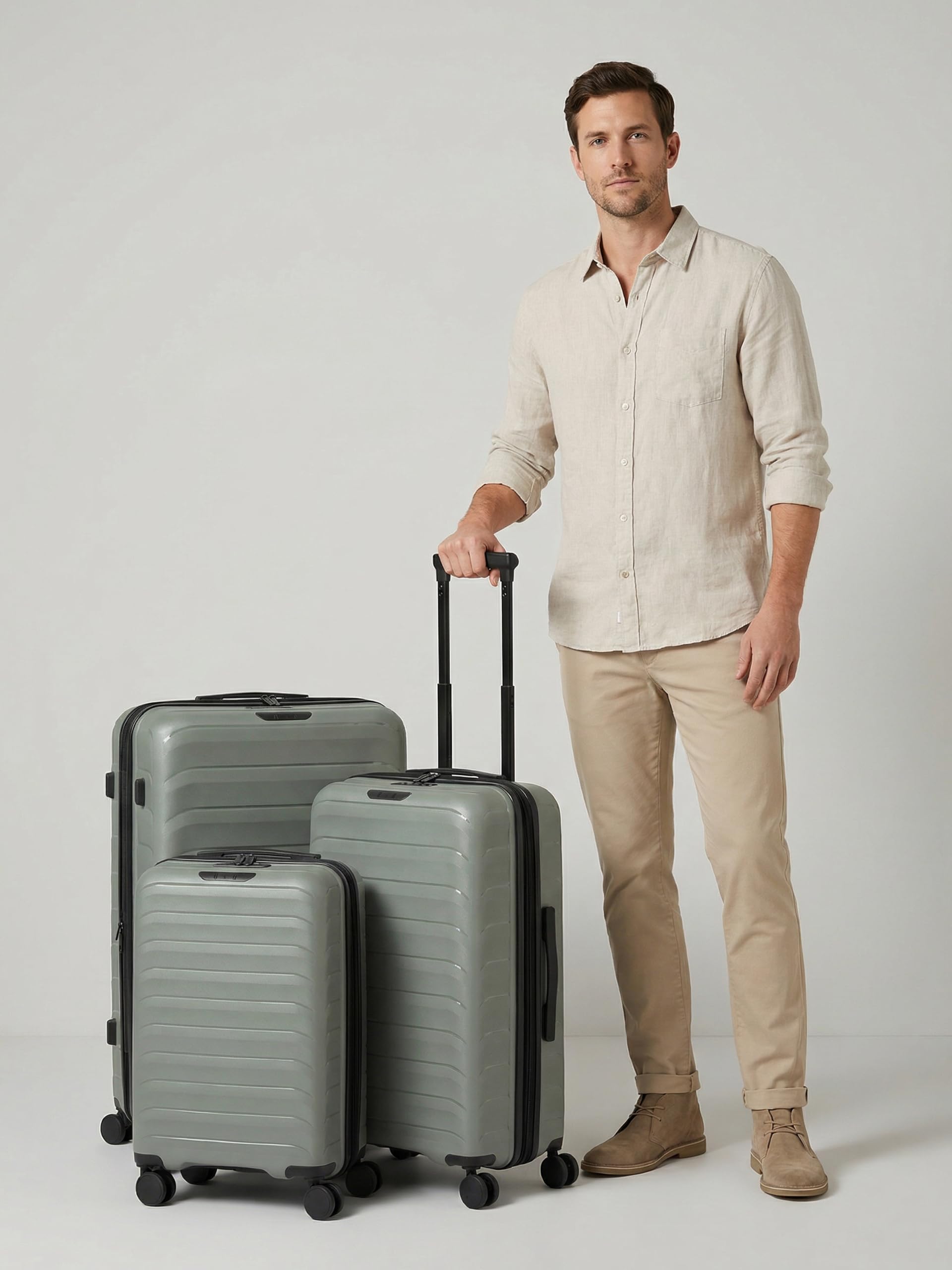 D & N Koffer-Set 3-teilig für Damen und Herren | Reise-Trolleys 48 x 29 x 75 cm aus hochwertigem, leichtem Polypropylen Material | Erweiterbar & TSA Schloss | Toronto Serie