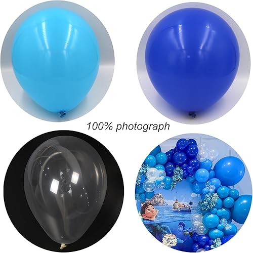Miniatura 6 de Decoraciones de fiesta temática oceánica, kit de guirnalda de arco de globos azules, globos transparentes, animales marinos, globos de peces para