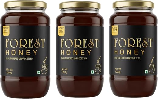 Nature Trust Raw Forest Honey,1200g Pack of 3, Wild, Unprocessed, Unheated, Non Pasteurized, Original Honey 100% Pure and ...