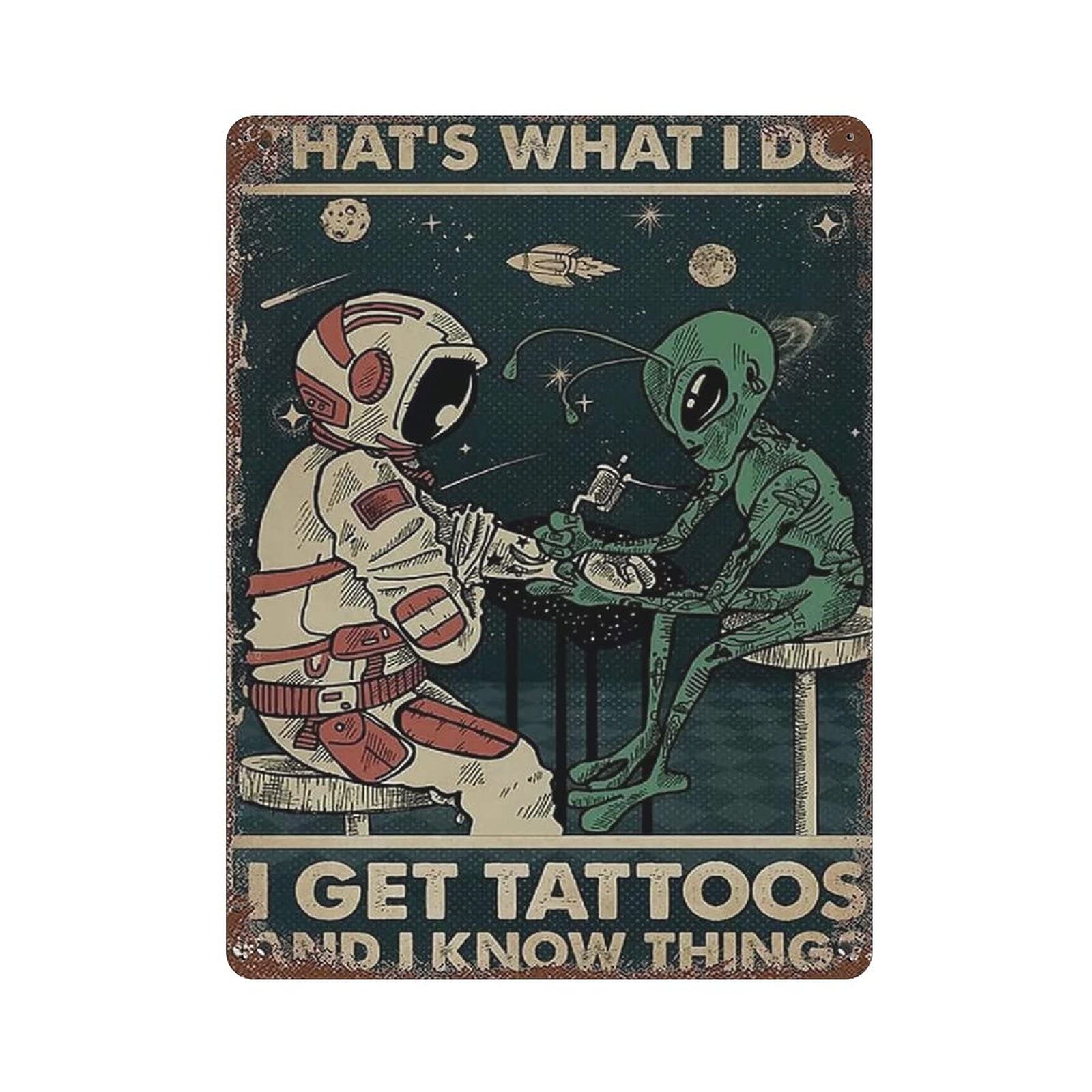 Metal Tin Sign I Get Tattoos Vintage Tin Poster Metal Sign Wall Decoration Country Kitchen Home Garage Decor 16"x12"
