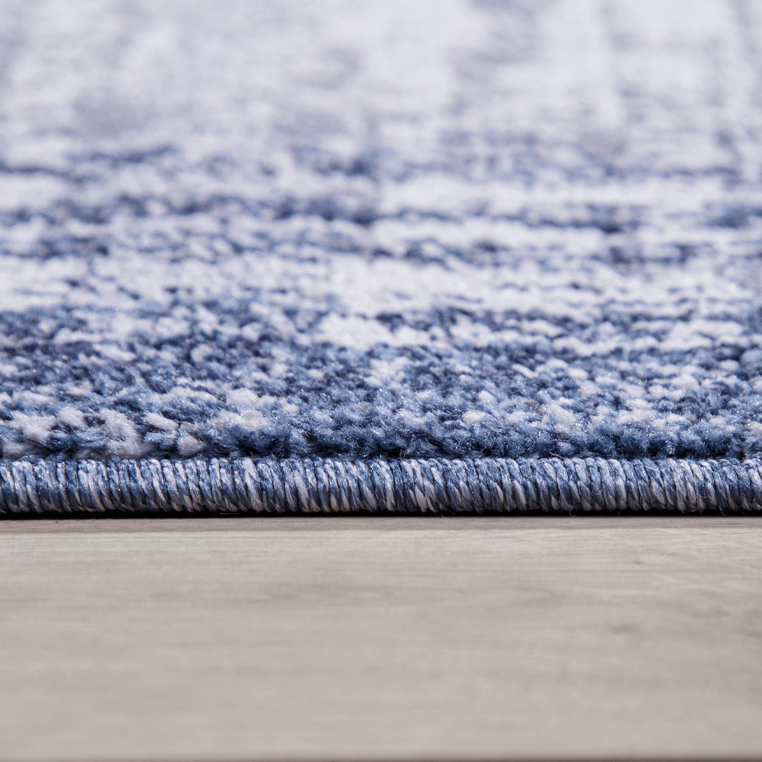 Paco Home Tapis De Salon Tapis De Salon Poils Ras Effet Usé Abstrait Tapis Vintage Style Moderne, Dimension:160x220 cm, Couleur:Bleu