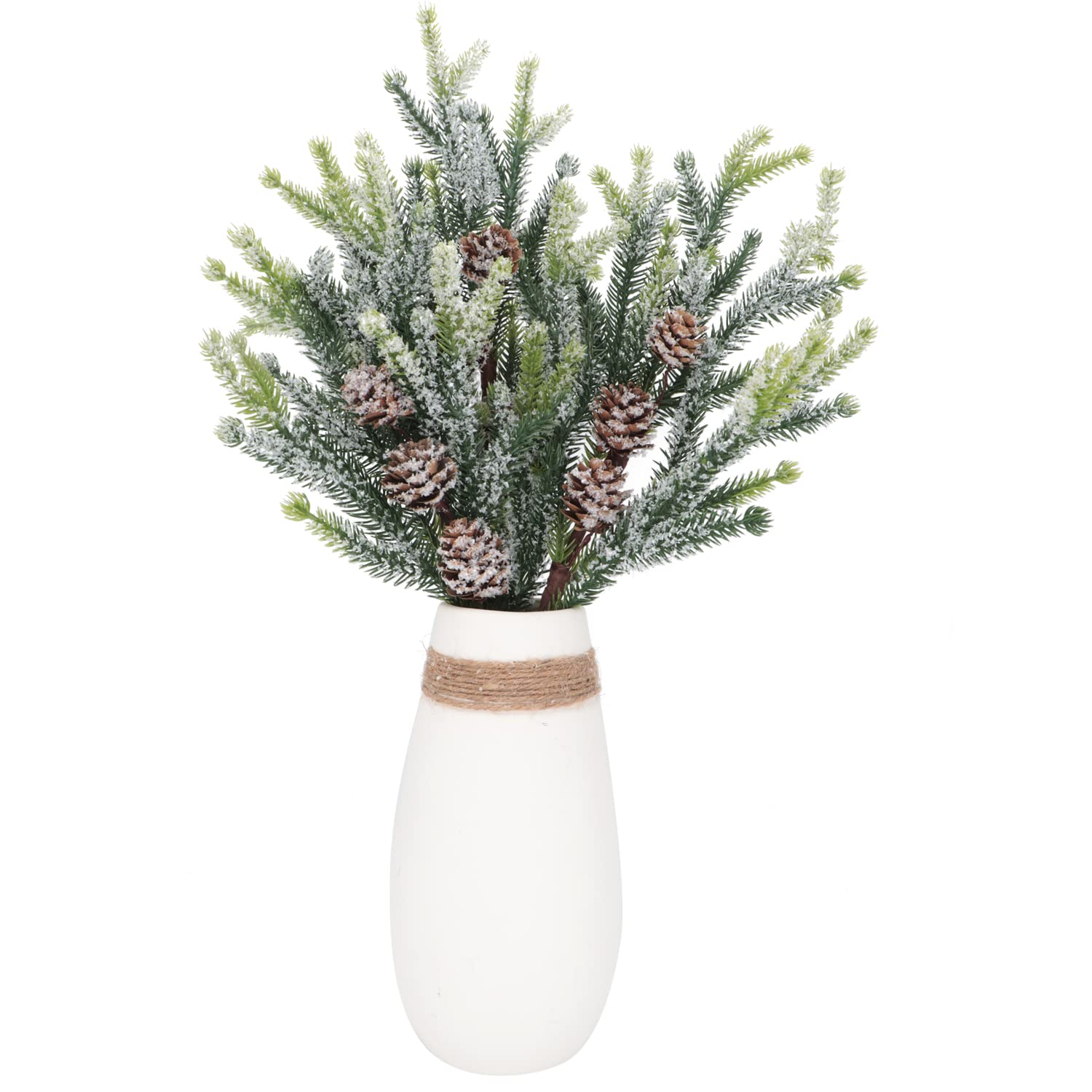 Shxstore-1 Agujas Artificiales De Pino Verde, Ramas Pequeñas, Tallos Para Arreglos Florales De Navidad, Coronas Y Decoraciones Navideñas, 20 Ramas