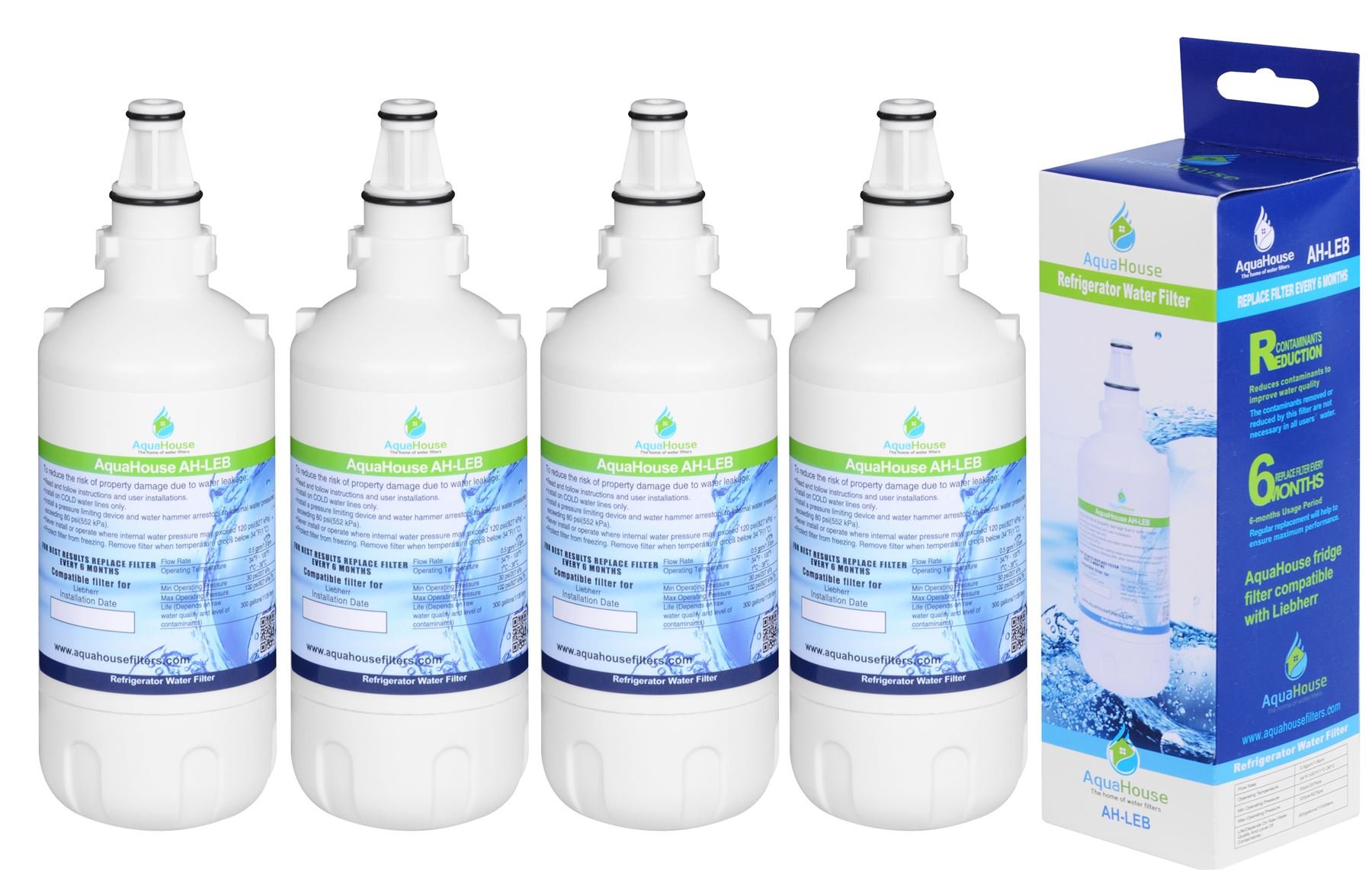 AquaHouse AH-LEB Water Filter Compatible with Liebherr 7440002, 7440000, 53-WF-26LR, 7731240, 7731240-00, 440002, CNES Fridge Freezer
