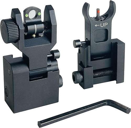 Vistas delanteras y traseras abatibles, vista de reserva de hierro de fibra óptica con puntos de fibra óptica verdes y rojos