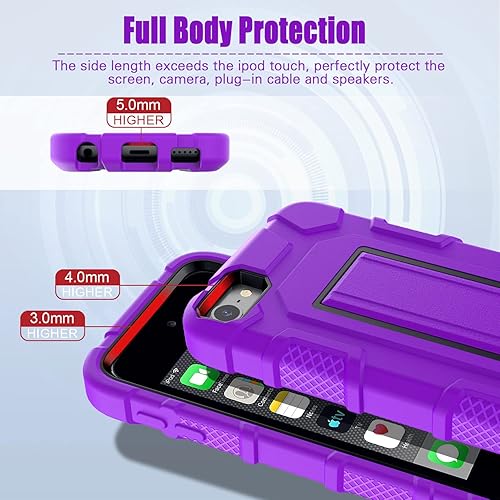 Miniatura 5 de ZoneFoker Funda para iPod Touch 7 generación, iPod Touch 65 generación, resistente a los golpes, resistente a los golpes, para Apple iPod Touch 765