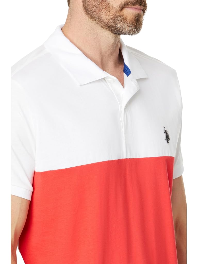 U.S. POLO ASSN. Short Sleeve Slim Fit Colorblock Athletic Jersey Knit Polo Shirt