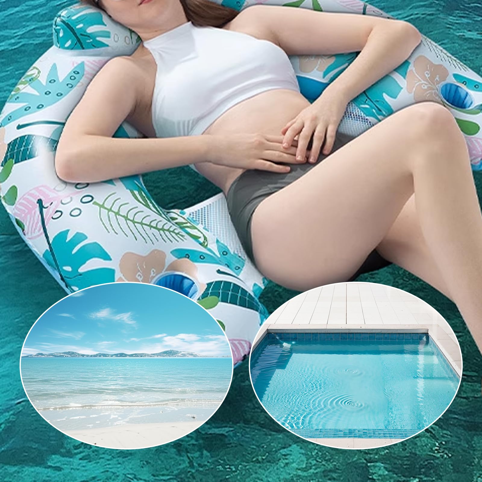 Matelas Gonflable Piscine 4 En 1 - Hamac, Chaise, Bateau, PVC Résistant, Avec Poignées