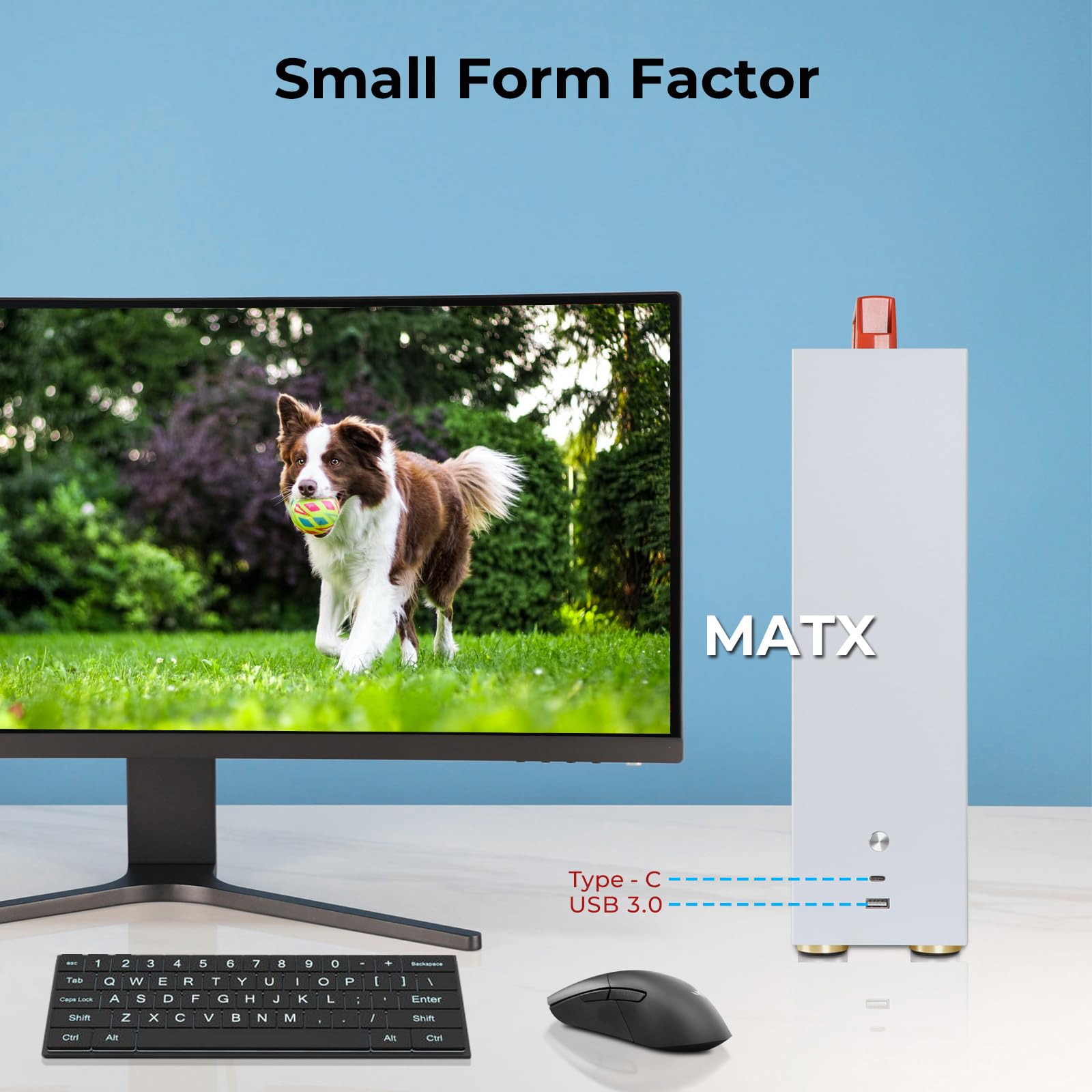 Custodia per PC Micro ATX con manico, SFF Mini ITX/MATX, Mid Tower compatta con pannelli di ventilazione per build fai da te, Home Theater (HTPC) e configurazioni di base per lavoro/studio, bianco