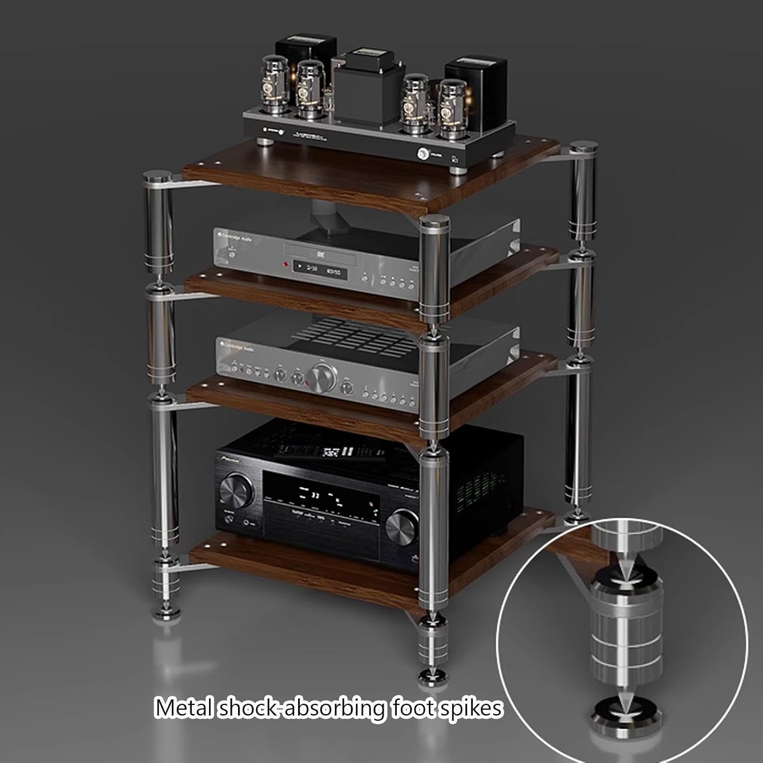 Video Audio Rack, AV Media Stand, Open Stereo Cabinet Component Cabinet with Shock-Absorbing Feet, Multi-Function Media Storage Cabinet, Entertainment TV Stand(Natural,1 tier 11cm/4.3in)
