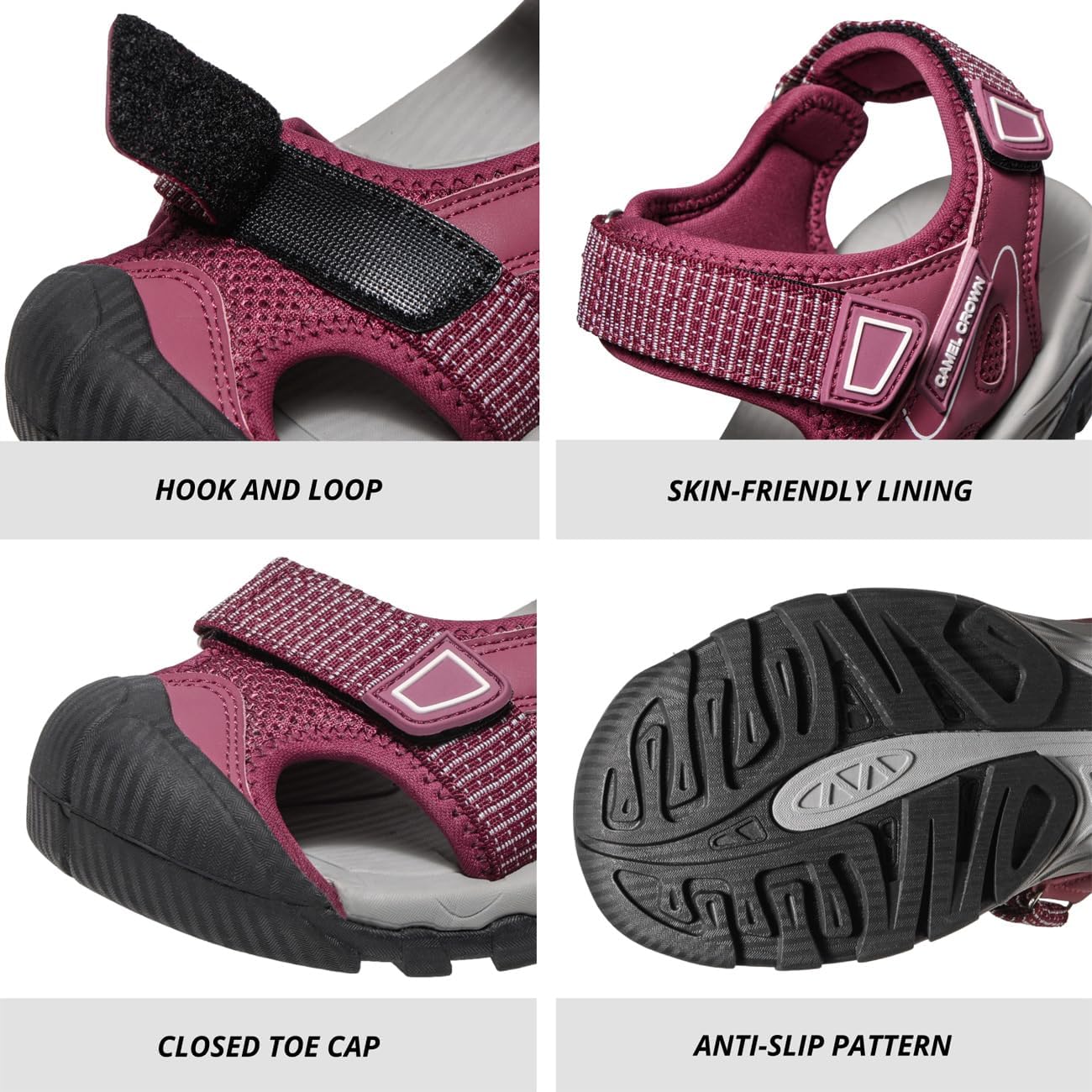 CAMEL CROWN Women's Hiking Sandals Waterproof Closed Toe Water Sandals Comfort Adjustable Athletic Outdoor Sandals for Summer Beach Hiker Trekking Camping