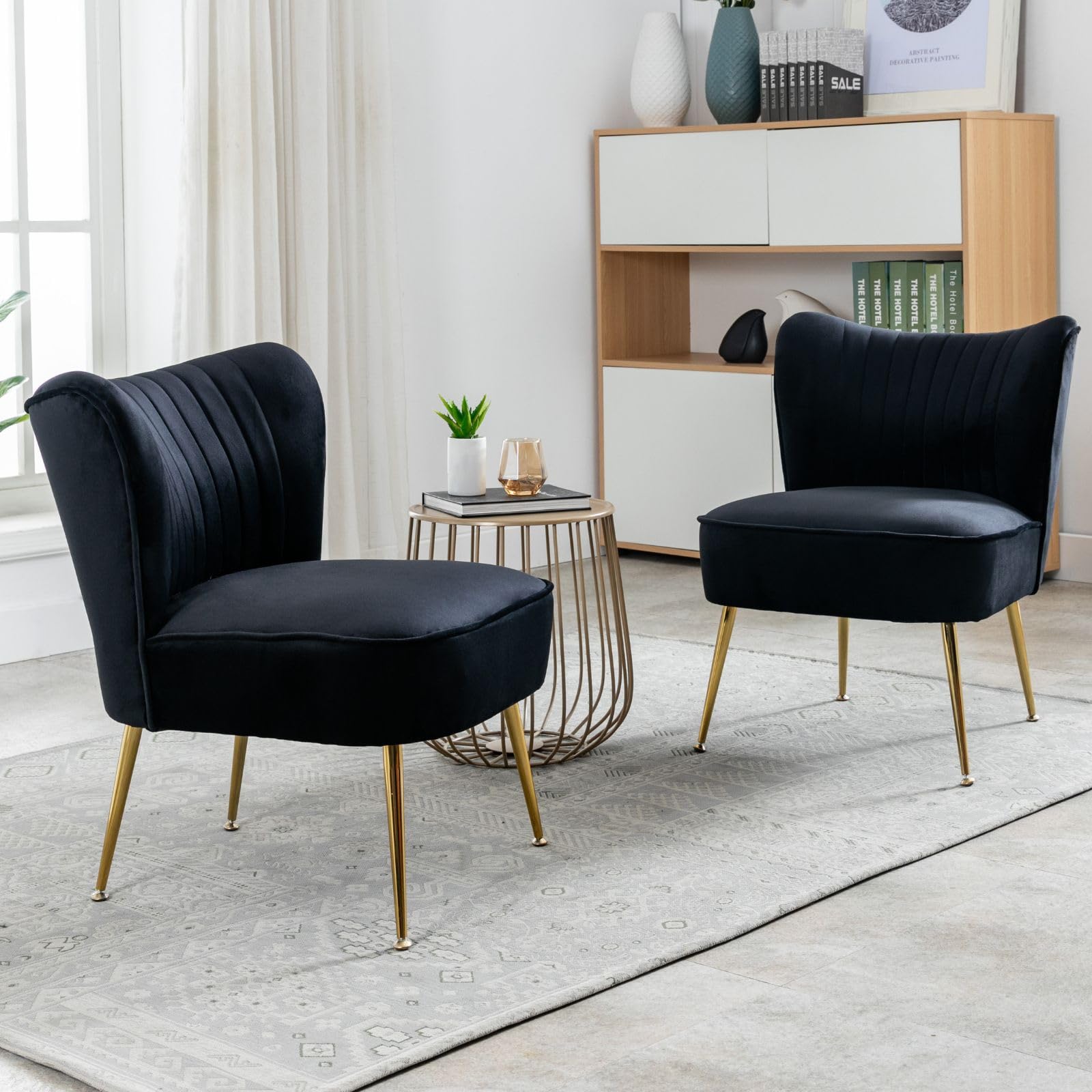 chairus Samt Polsterstuhl mit Metallbeinen Gepolsterter Einzelsofa Moderner Lesesessel für Balkon Wohnzimmer