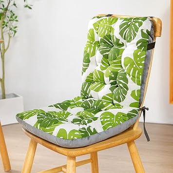 High Back Chair Cushions with Ties, Non-Slip Chair Cushion Pads for Dining Chair, Thickened Soft Chair Seat Cushion, Rocking Chair Cushion for Dining Room Kitchen Office ChairGreen,35x45x57cm