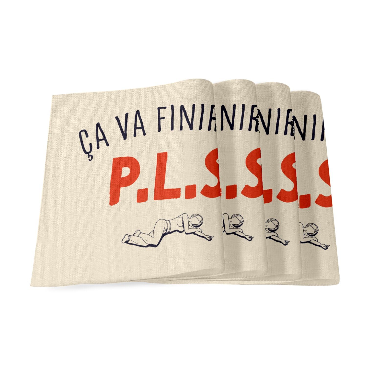 Sets de table en lin Ca Va Finir en PLS pour proteger votre table des verres renverses