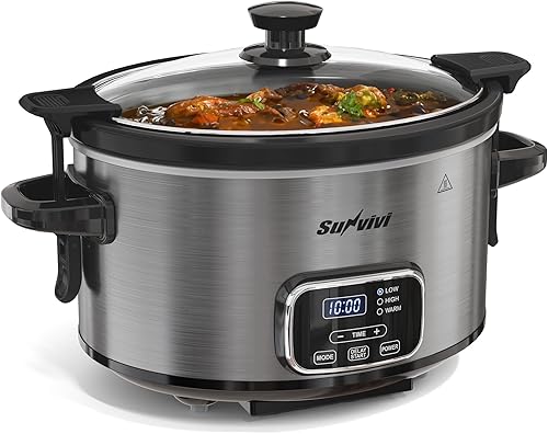 Miniatura 24 de Olla de cocción lenta programable 12 en 1 de 8 cuartos, multicocina calentador de alimentos con temporizador digital, control de temperatura, olla