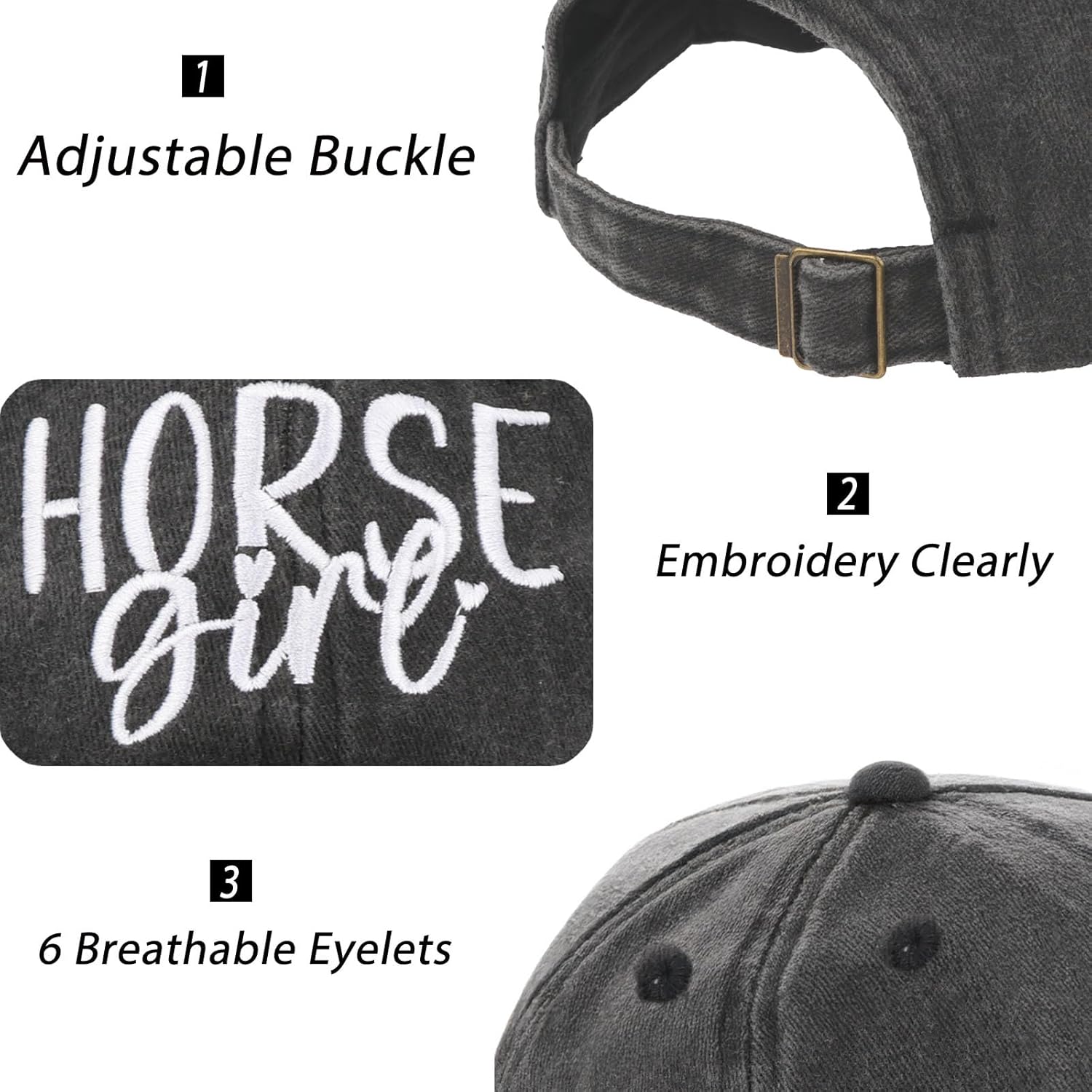 Horse Girl Hat for Women, Horse Girl Gifts for Horse Lovers, Embroidered Adjustable Cotton Baseball Cap,Horse Lover Gifts For Women Girls, Minimalist Style Baseball Hats for Equestrian Lovers Riders - Image 7