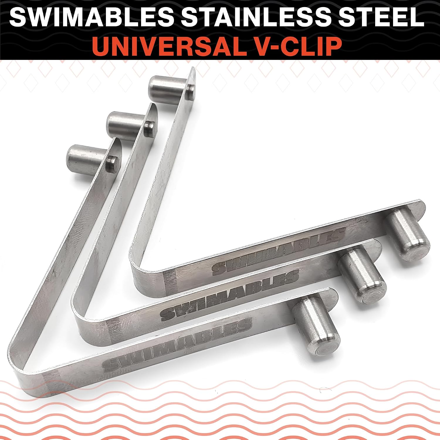 Swimables Stainless Steel Universal V-Clip for All Swimming Pool and Spa Skimmer/Nets, Brushes or Poles - Works for Above Ground or Inground Pools - 3 Pack image 2