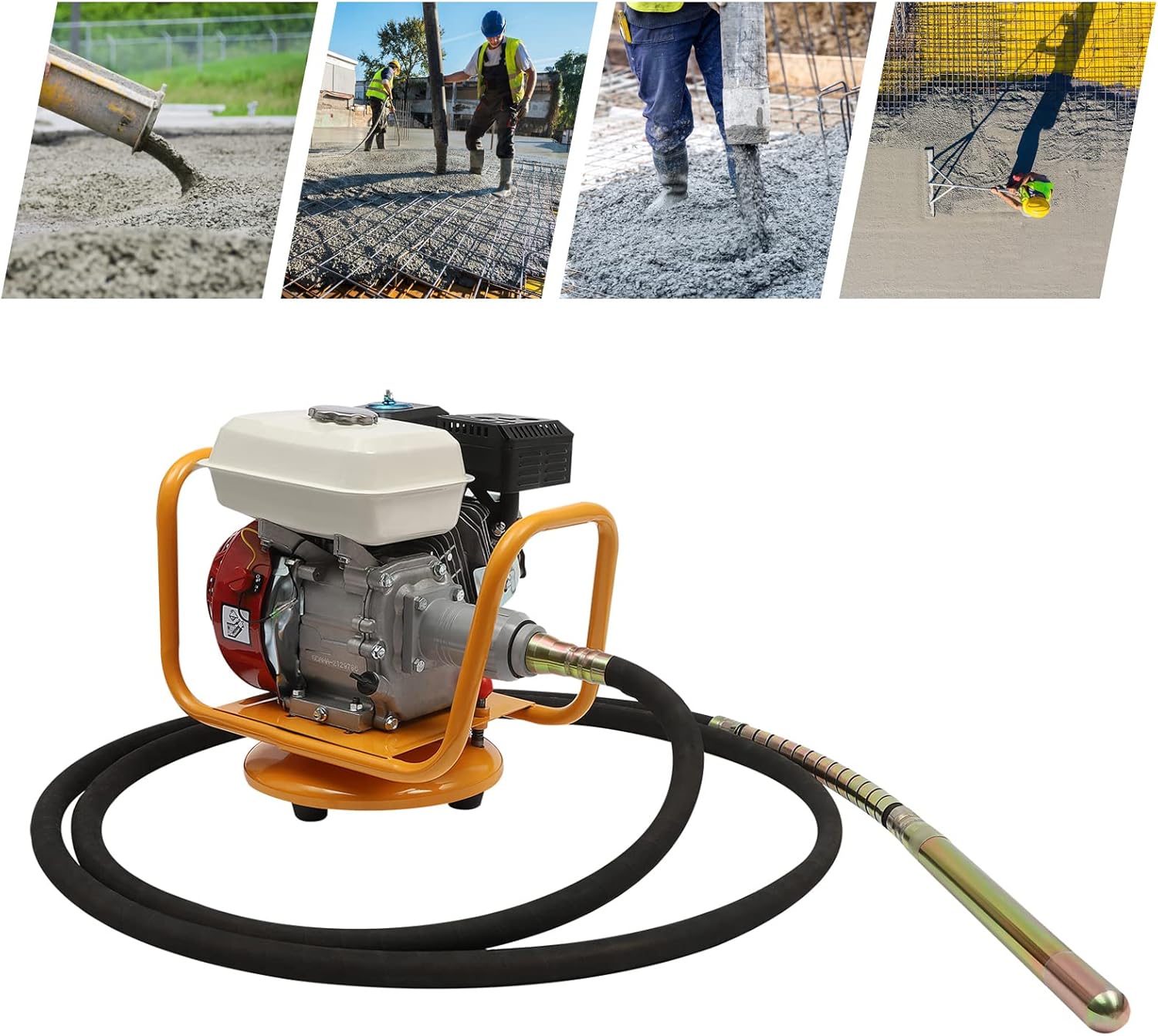 4-Stroke 7.5HP Gas Powered Concrete Vibrator Mixer Cement Air Cooled System Concrete Vibrating Tool