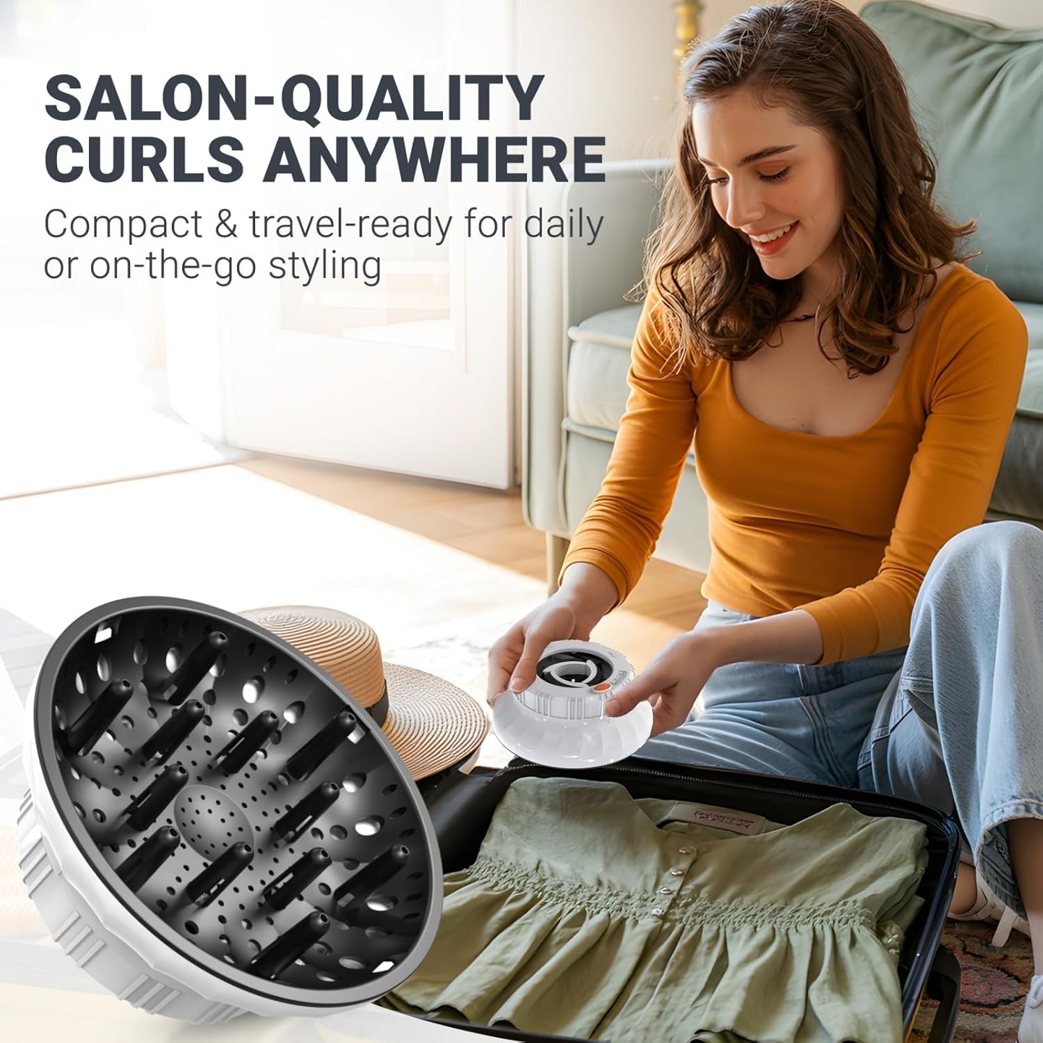 Universal Hair Diffuser: Hair Dryer Diffuser Attachment for Curly & Wavy Hair, Fits 1.4-2.4 Inch Nozzles, Ideal for Long Thick Hair, Hair Styling Tool,White - Image 5