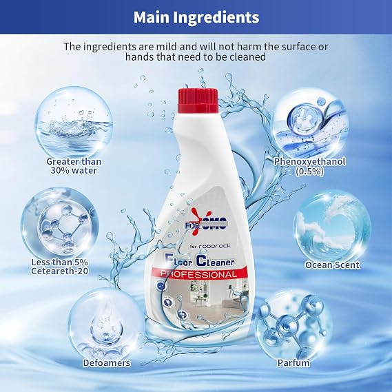 4 Bottle Original Scent Floor Cleaning Solution - For Roborock Robot Vacuum & Mop, Deep Cleans Hard Floors, Works With All Mopping Robot Vacuums
